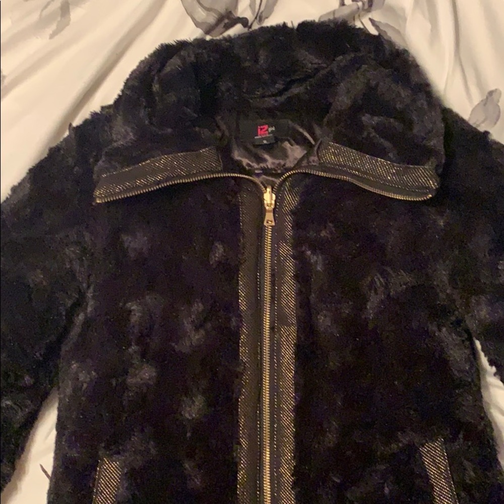 Black and Gold fluffy jacket